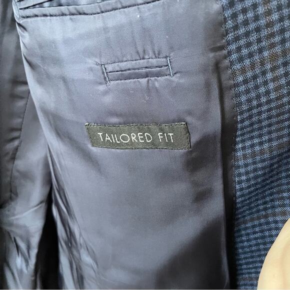 Jos. A Bank Tailored Fit Check Sportcoat Men's Blue Wool Blazer size 46L - Picture 7 of 9